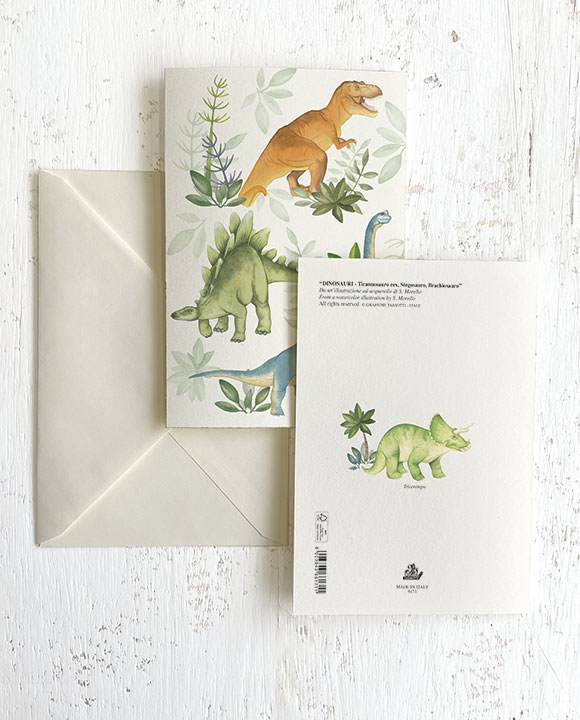 Card "Dinosauri - Tirannosauro rex, stegosauro, brachiosauro"