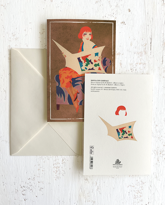 Card "Donna con giornale"