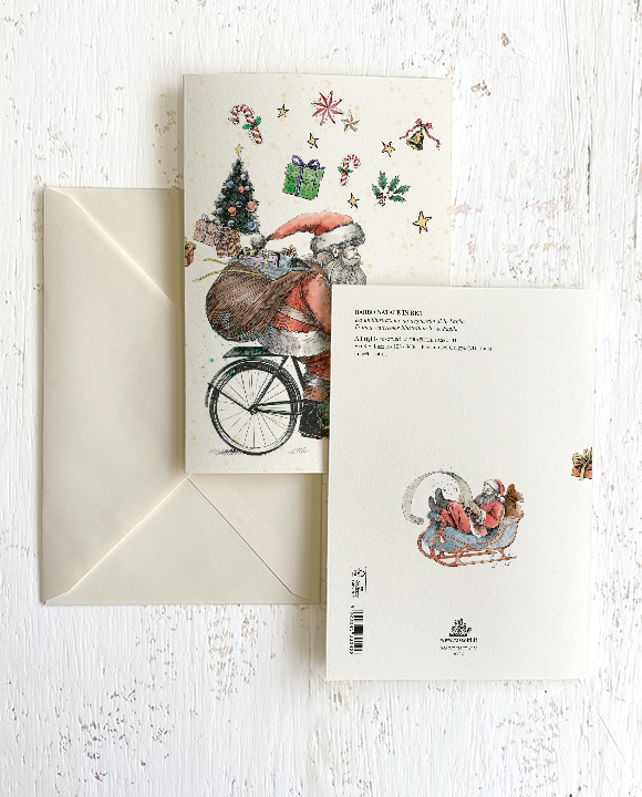 Card "Babbo Natale in bici"