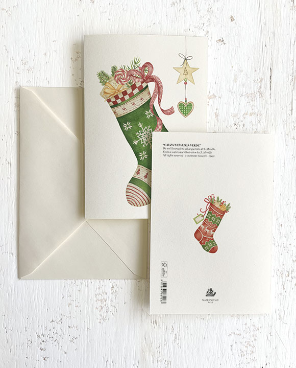 Card "Calza Natalizia verde"