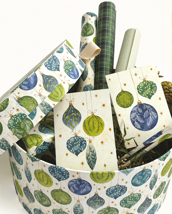 Hat-box "Sfere e gocce di Natale"