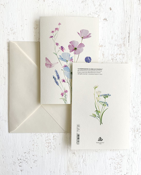 Card "Composizione floreale di primavera in rosa"