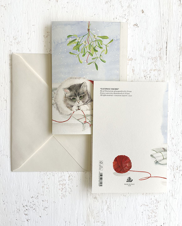 Card "Gattino e Vischio"