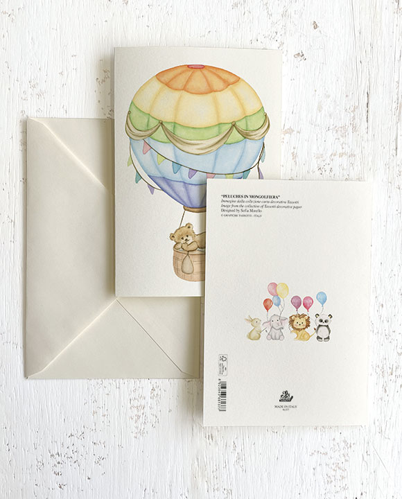 Card "Peluches in mongolfiera"