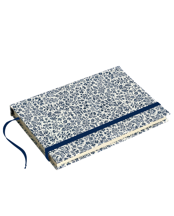 Cuaderno tapa dura A6 "Rem. fiorata blu"