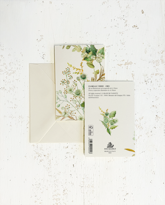 Karte "Composizione Floreale Verde - Oro"