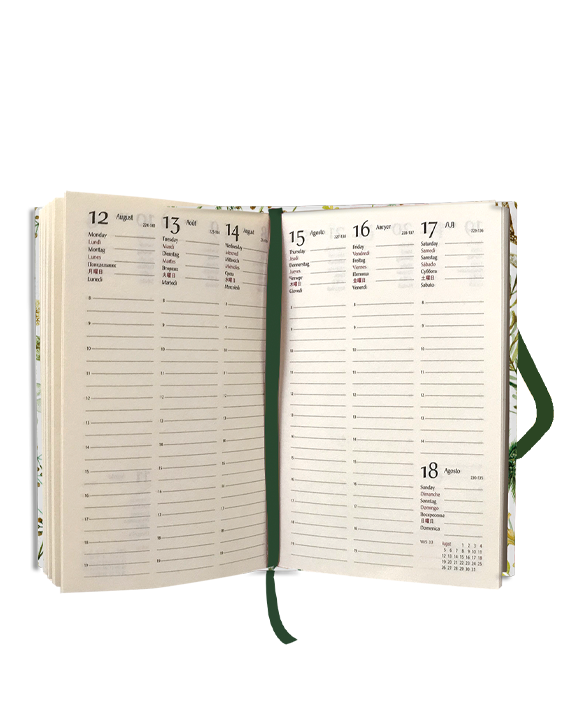Agenda semanal de bolsillo "Composizione Floreale verde oro"