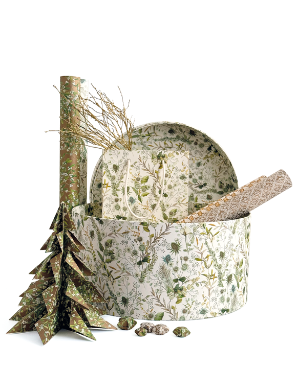 Hat-box "Composizione floreale verde-oro"