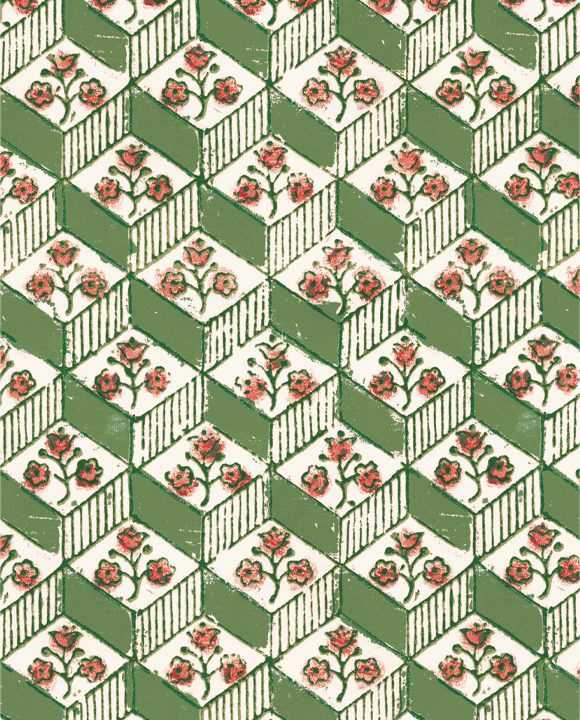 Paper "Remondini Rombi verde - rosso"