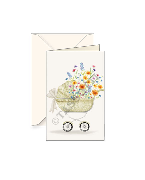 Card "Carrozzina fiorita"