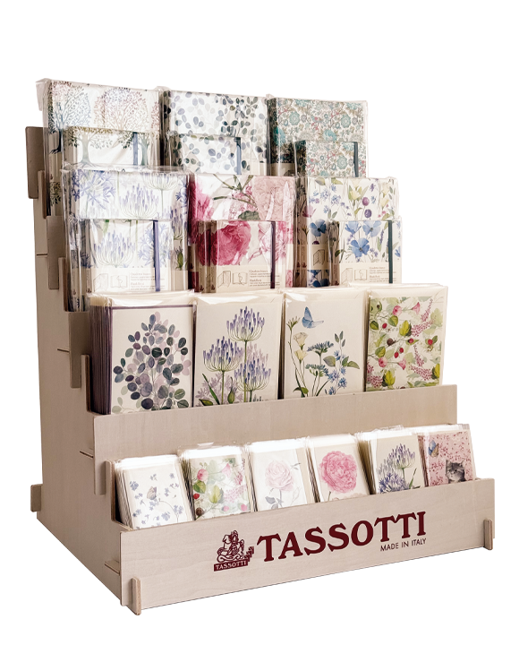 Wooden counter display with 4 shelves