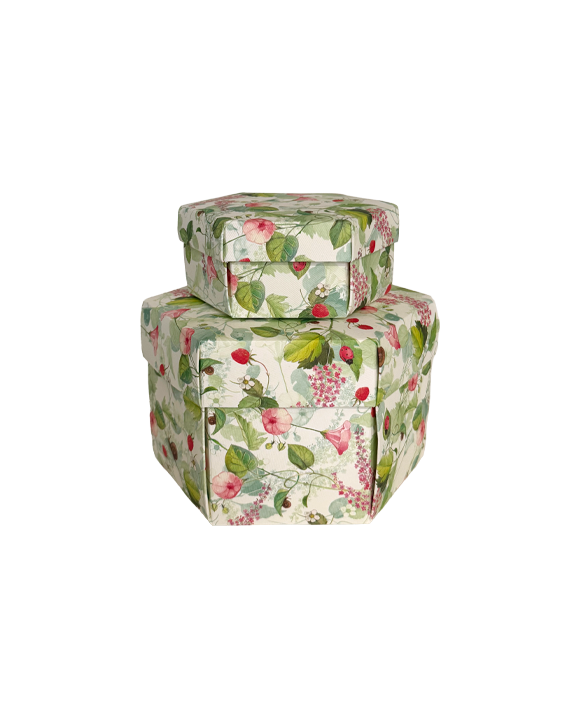Set 2 hexagon gift boxes with lid - Campanelle