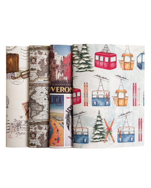 4 quaderni assortiti pagine bianche A5 - Viaggi