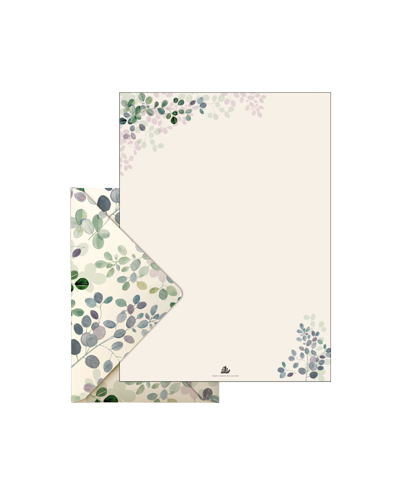 Carta da lettere con busta fantasia "Eucalipto"