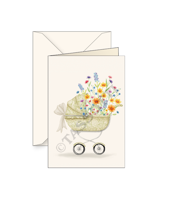 Card "Carrozzina fiorita"