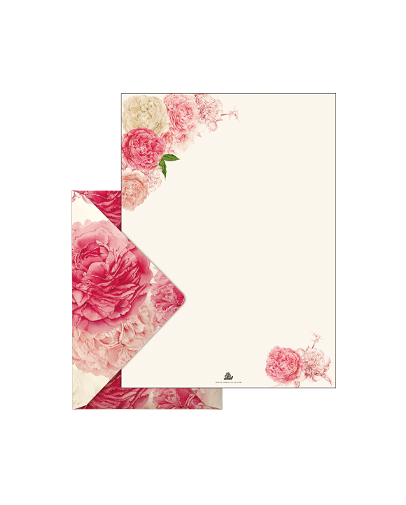 Carta da lettere con busta fantasia "Peonie"